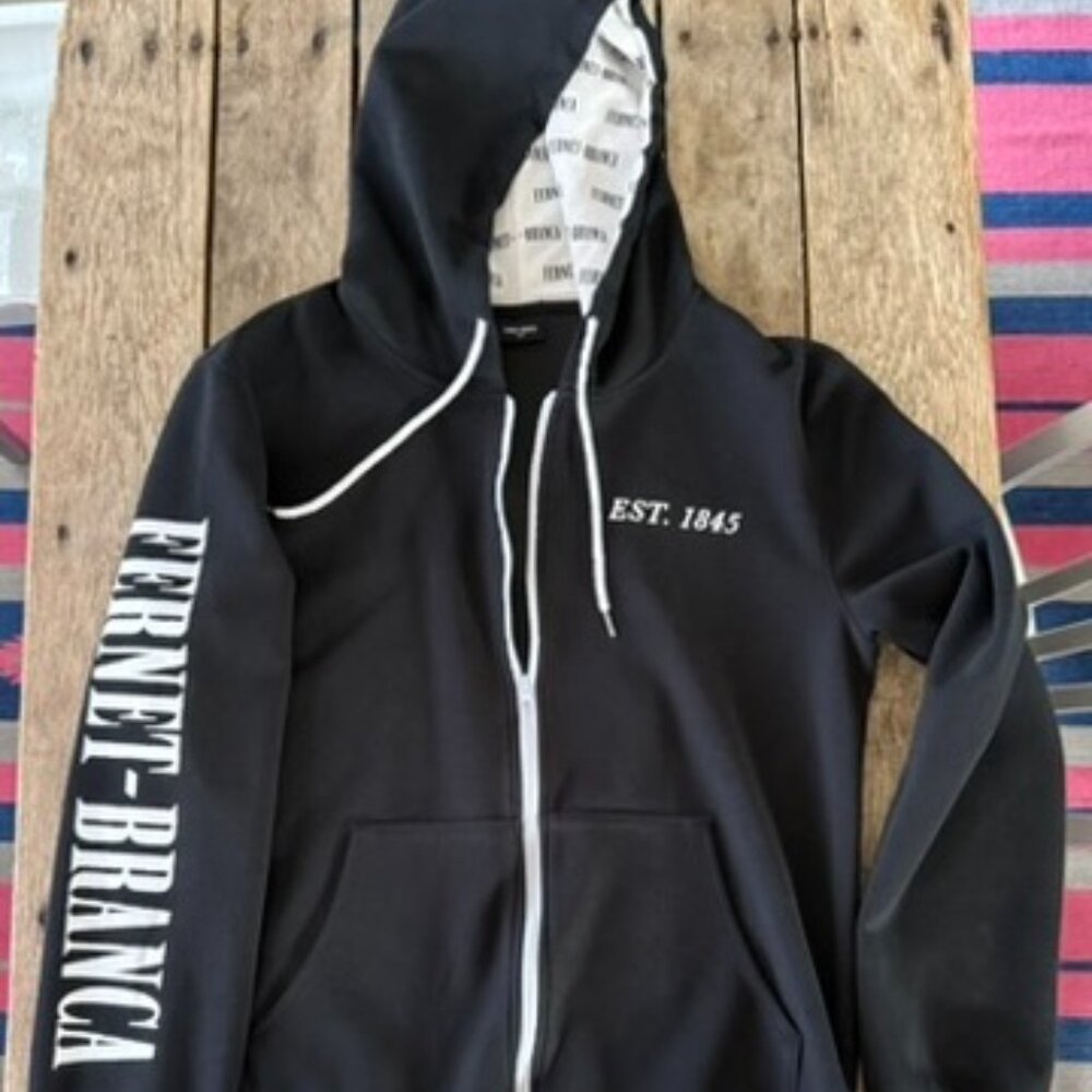 Fernet Branca Hoodie 2 XL Men's Medium Black Full Zip Milano